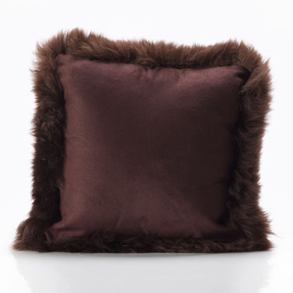 Single Sided Sheepskin Cushion, 35 X 35Cm in Brown