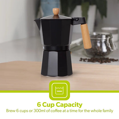 Italian Espresso Coffee Maker Stovetop Moka Pot (6 Cups/300Ml)Traditional