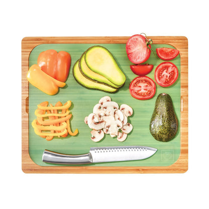 Bamboo Cutting Board with 7 Colour Coded Chopping Mats