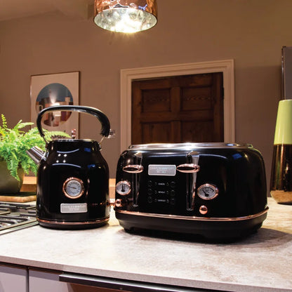 Black and Rose Gold Kettle and Toaster Set