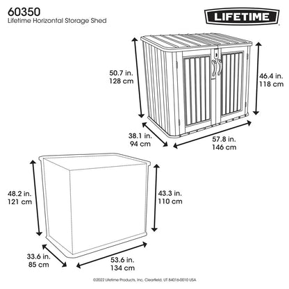 5Ft X 3Ft (1.5 X 0.9M) Horizontal Wood Look 1,300 Litre Storage Shed - Model 60350