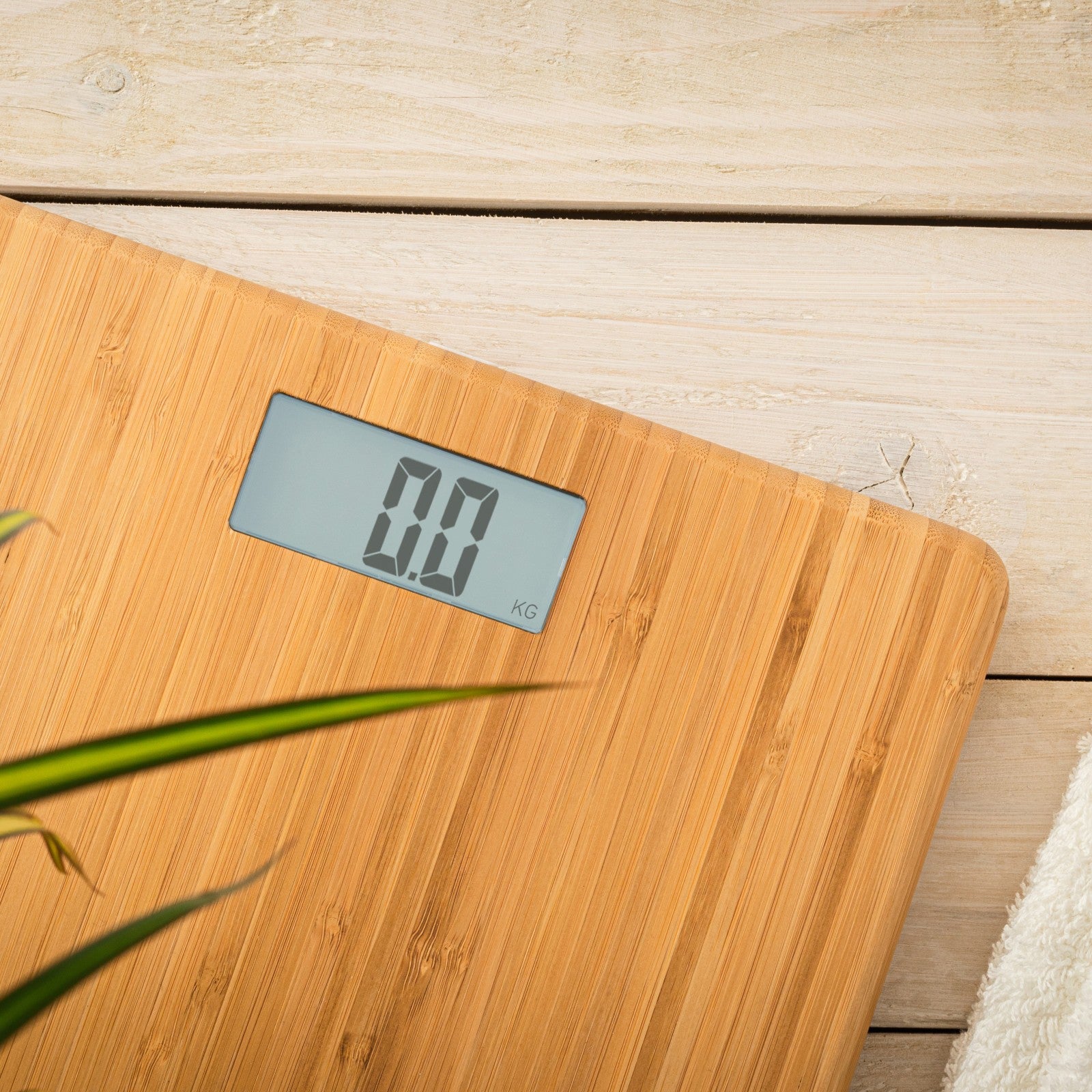 Salter Digital Bathroom Scale FSC Eco Bamboo Platform USB Rechargeable Design