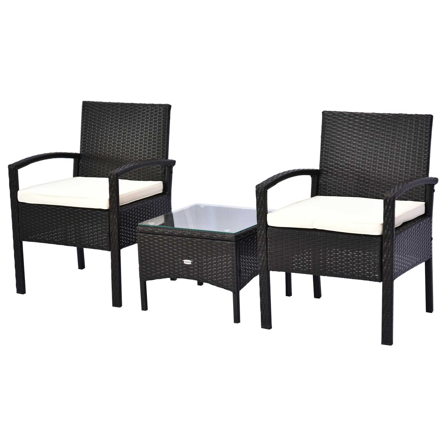 Rattan Bistro Set, 3 Pieces Garden Furniture Set with Cushions