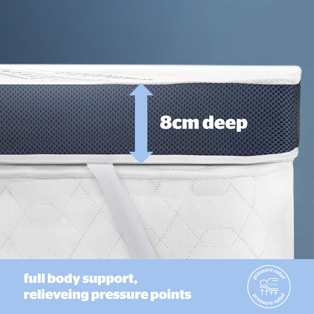 Wellbeing Cool Touch Memory Foam Mattress Topper, Double