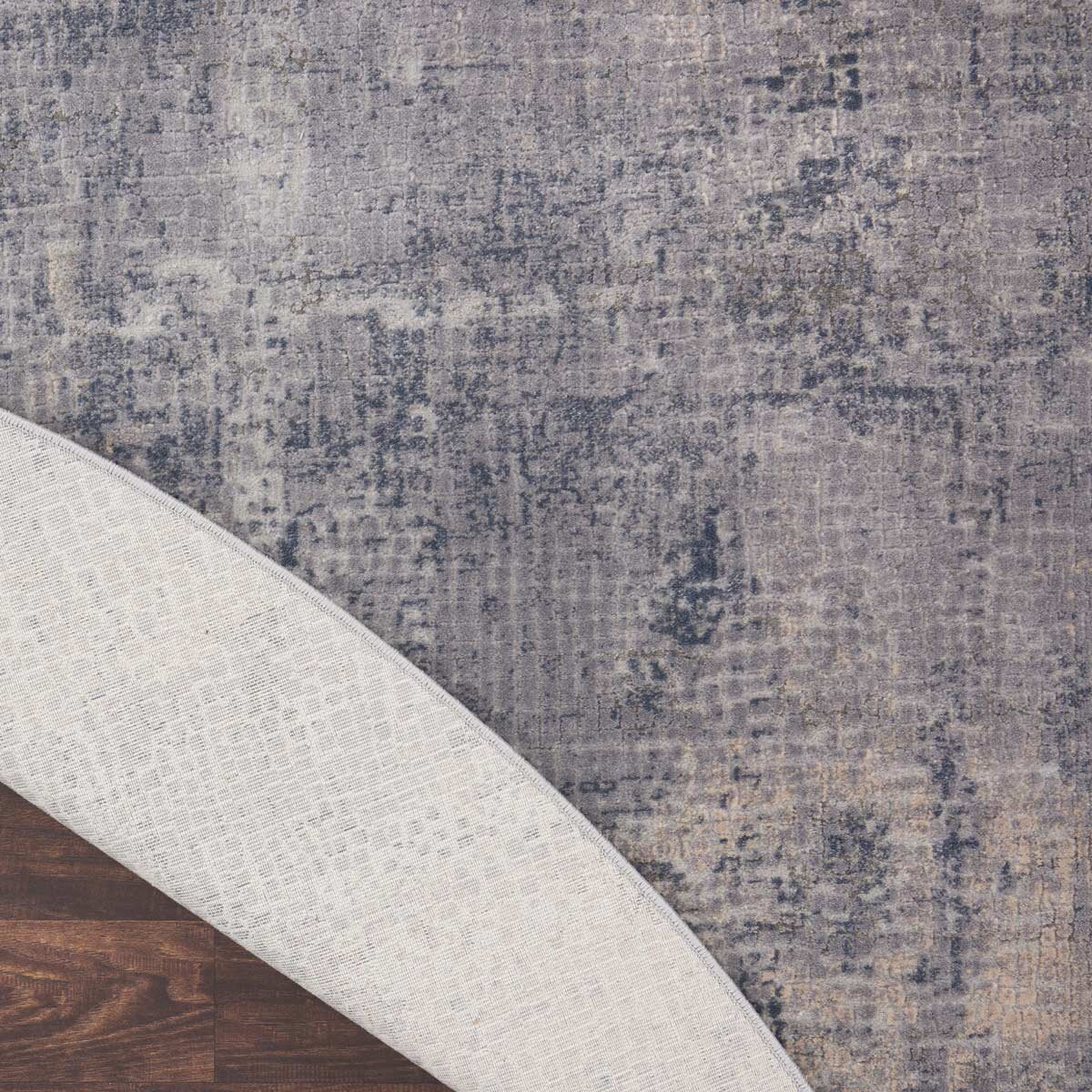 Rustic Textures Faded Blue Circle Rug, 160 Cm