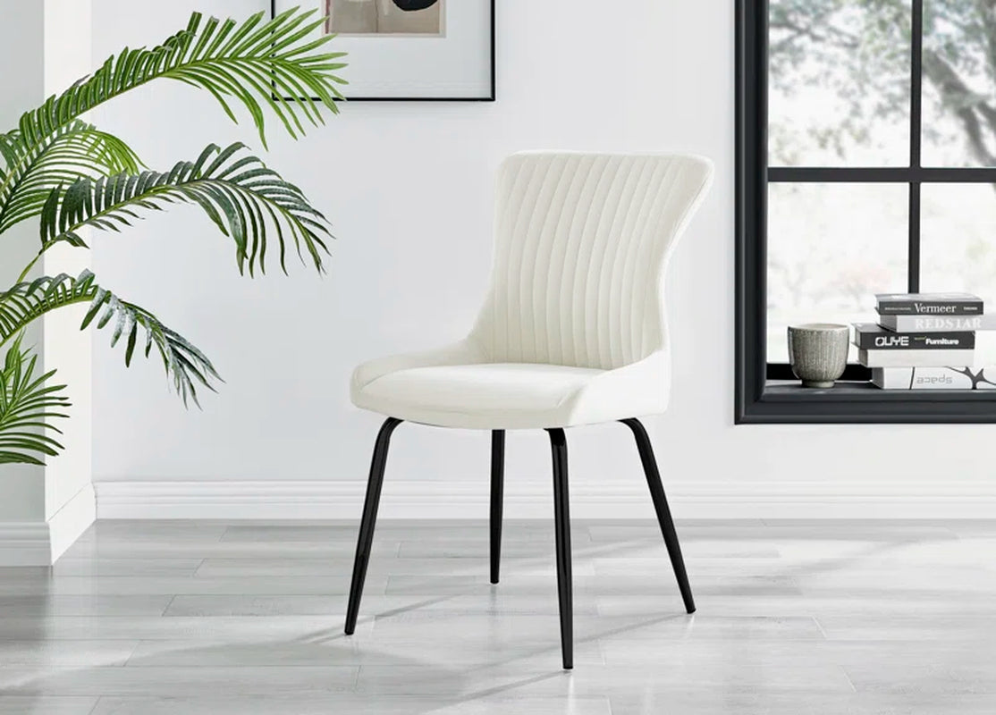 Eubanks 80cm Round Dining Table with White Marble Effect and 2 Velvet Chairs