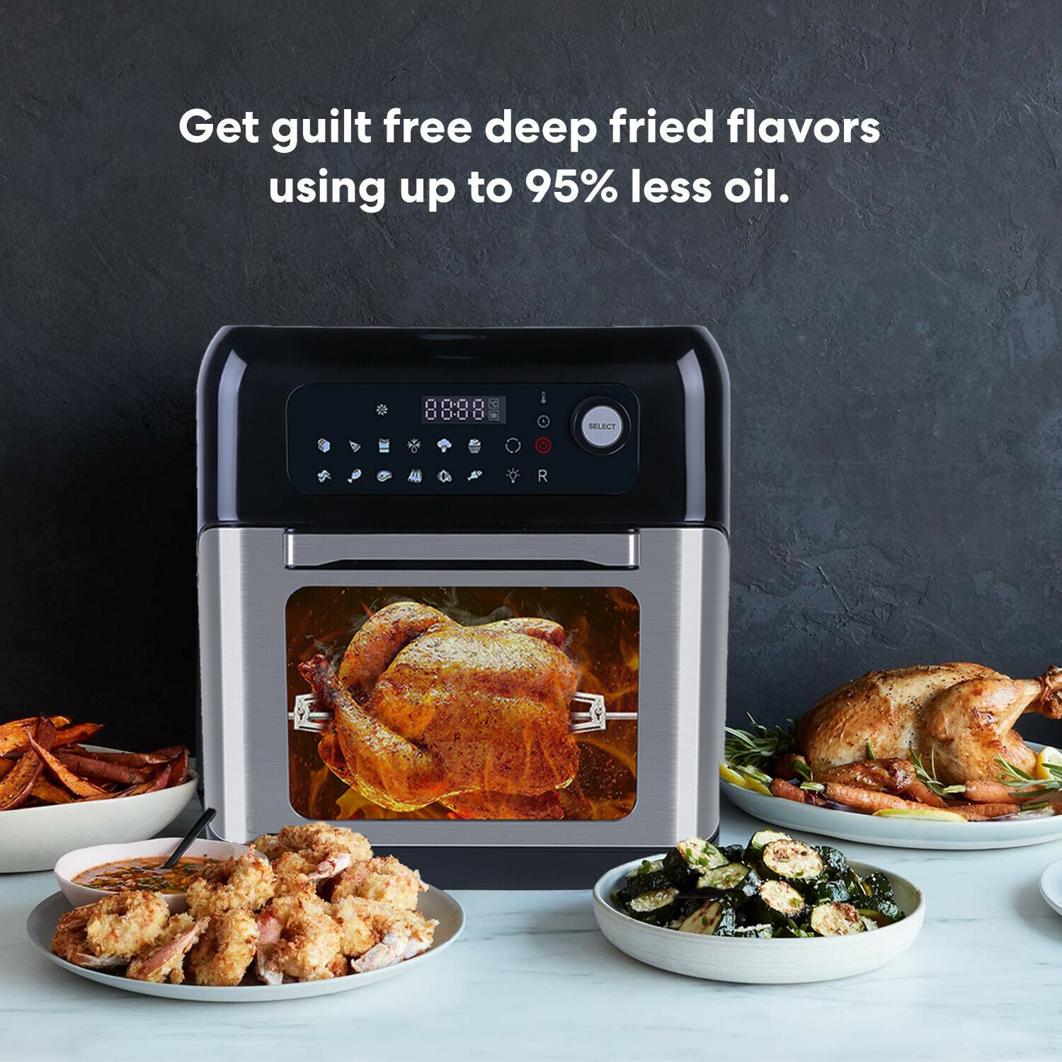 UTEN 10L 1500W Air Fryer Low Fat Healthy Cooker Oil Free Fry Oven Frying Chip XL