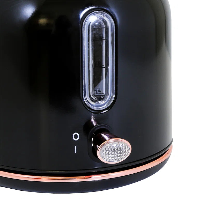 Black and Rose Gold Kettle and Toaster Set