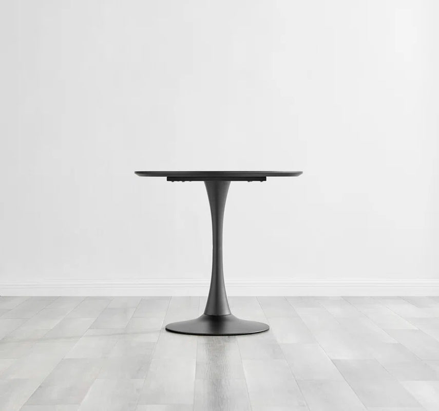 Eubanks 80cm Round Dining Table with White Marble Effect and 2 Velvet Chairs