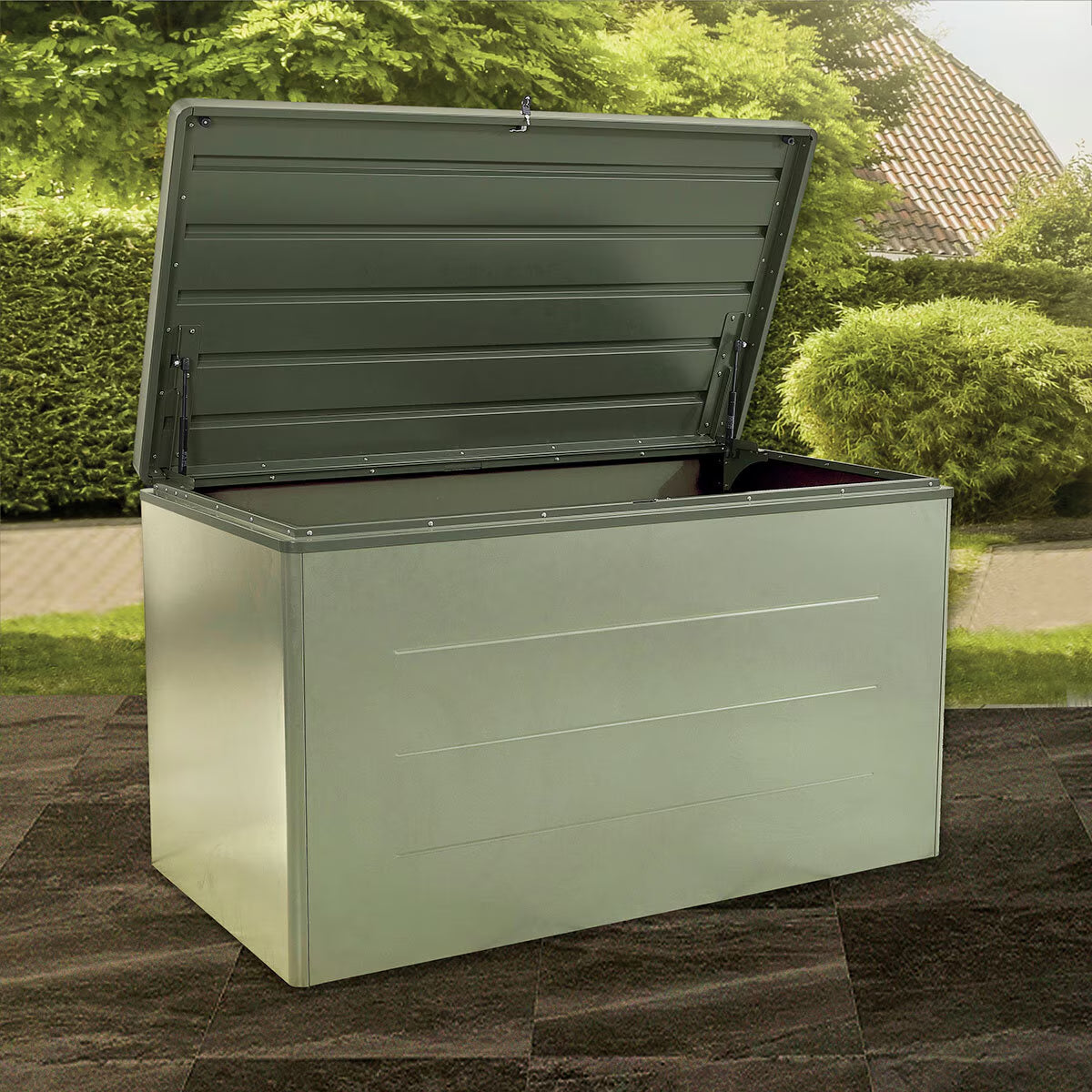 5Ft 2" X 2Ft 8" (1.6 X 0.8M) 1,200 Litre Steel Deck Box in Green