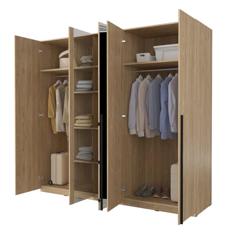 Mathyus 5-Door Self-Assembly Manufactured Wood Wardrobe