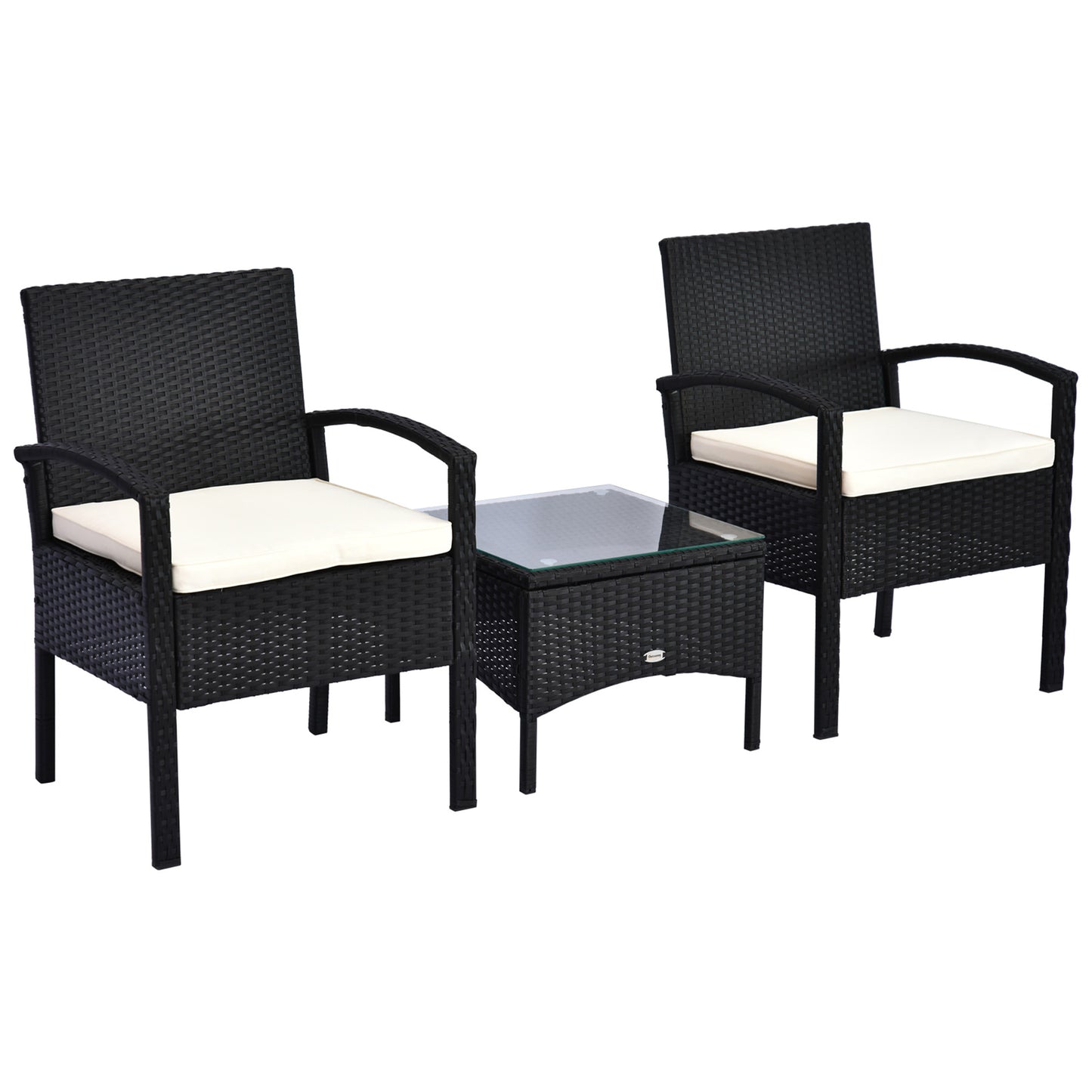 Rattan Bistro Set, 3 Pieces Garden Furniture Set with Cushions