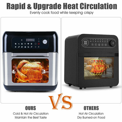 UTEN 10L 1500W Air Fryer Low Fat Healthy Cooker Oil Free Fry Oven Frying Chip XL