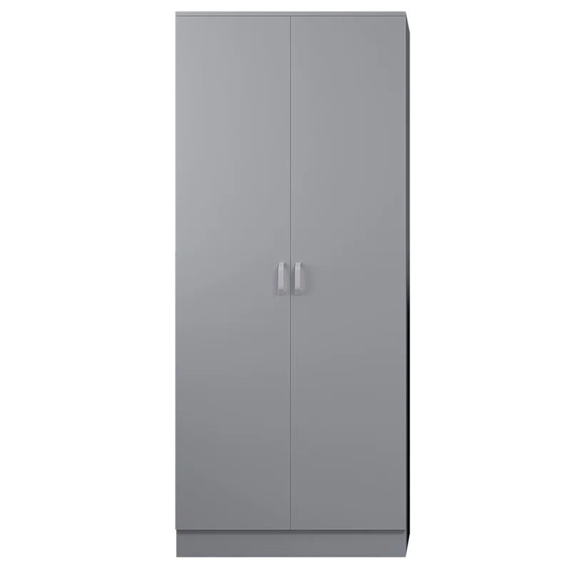 Lycinda Double Wardrobe with Two Doors - Matte Finish, Scratch-Resistant, Brushed Chrome Metal Handles