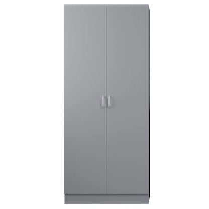 Lycinda Double Wardrobe with Two Doors - Matte Finish, Scratch-Resistant, Brushed Chrome Metal Handles