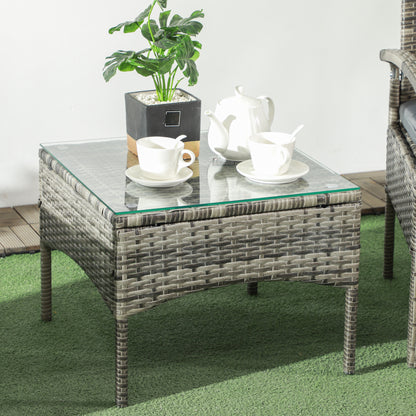 Rattan Bistro Set, 3 Pieces Garden Furniture Set with Cushions