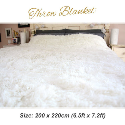 Extra Large Fleece Blanket Throw King Size White Cream Yeti for Winter Bed Sofa