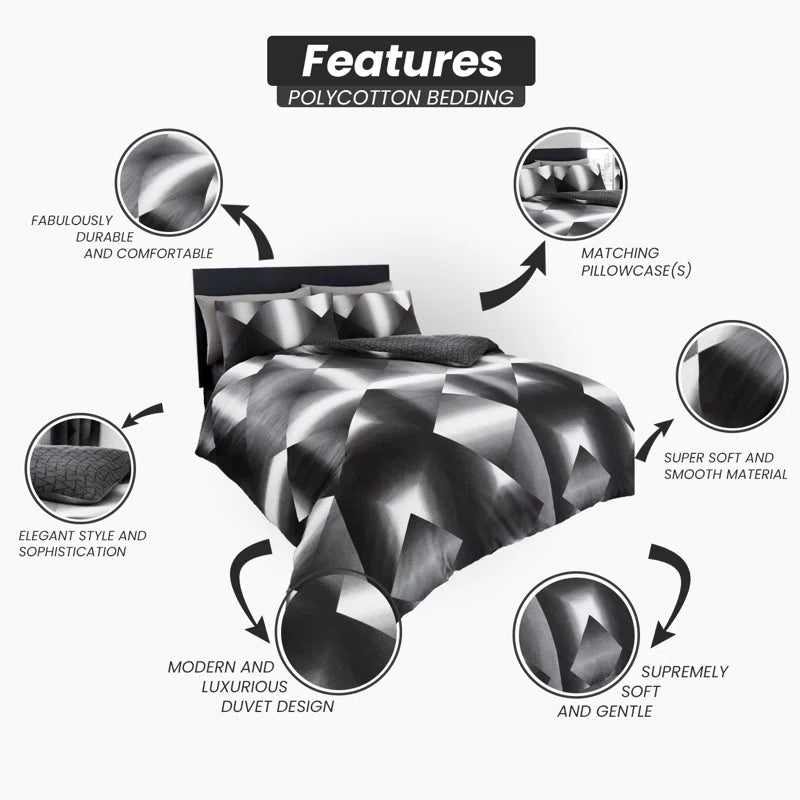 Cotton Blend Geometric Shapes Duvet Cover with Pillowcases